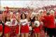 Nov 23, 2013; Fresno, CA, USA; Fresno State Bulldogs cheerleaders celebrate after the Bulldogs defeated the New Mexico Lobos to win the West Division of the Mountain West Conference at Bulldog Stadium. The Bulldogs defeated the Lobos 69-28. Mandatory Cred