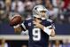 Nov 28, 2013; Arlington, TX, USA; Dallas Cowboys quarterback Tony Romo (9) throws a pass against the Oakland Raiders in first quarter during a NFL football game on Thanksgiving at AT&T Stadium. Mandatory Credit: Tim Heitman-USA TODAY Sports