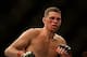 Apr 20, 2013; San Jose, CA, USA; Nate Diaz fights Josh Thomson (not pictured) during the lightweight bout of the UFC on Fuel TV at HP Pavilion. Mandatory Credit: Kyle Terada-USA TODAY Sports