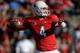FRESNO, CA - NOVEMBER 23: Derek Carr #4 of the Fresno State Bulldogs drops back to pass against the New Mexico Lobos during the first quarter at Bulldog Stadium on November 23, 2013 in Fresno, California. (Photo by Thearon W. Henderson/Getty Images)