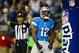 Nov 28, 2013; Detroit, MI, USA; Detroit Lions wide receiver Jeremy Ross (12) reacts after scoring a touchdown during the second quarter of a NFL football game against the Green Bay Packers on Thanksgiving at Ford Field. Mandatory Credit: Andrew Weber-USA