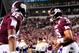 STARKVILLE, MS - OCTOBER 20: Dak Prescott #15 of the Mississippi State Bulldogs celebrates a touchdown during a game against the Middle Tennessee State Blue Raiders on October 20, 2012 at Davis Wade Stadium in Starkville, Mississippi. (Photo by Stacy Re