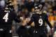 BALTIMORE, MD - NOVEMBER 28: Justin Tucker #9 of the Baltimore Ravens celebrates with Sam Koch #4 after kicking a field goal in the second quarter of an NFL game against the Pittsburgh Steelers at M&T Bank Stadium on November 28, 2013 in Baltimore, Maryl