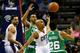 CHARLOTTE, NC - NOVEMBER 25: Phil Pressey #26 of the Boston Celtics and Gerald Henderson #9 of the Charlotte Bobcats go for a loose ball during their game at Time Warner Cable Arena on November 25, 2013 in Charlotte, North Carolina. NOTE TO USER: User e