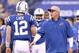 INDIANAPOLIS, IN - OCTOBER 07: Bruce Arians the interim head coach talks with Andrew Luck #12 of the Indianapolis Colts before the NFL game against the Green Bay Packers at Lucas Oil Stadium on October 7, 2012 in Indianapolis, Indiana. (Photo by Andy Lyo