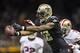 NEW ORLEANS, LA - NOVEMBER 17: Marques Colston #12 of the New Orleans Saints makes a finger tip catch against the San Francisco 49ers at Mercedes-Benz Superdome on November 17, 2013 in New Orleans, Louisiana. The Saints defeated the 49ers 23-20. (Phot