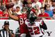 Nov 17, 2013; Tampa, FL, USA; Tampa Bay Buccaneers wide receiver Vincent Jackson (83) catches the ball over Atlanta Falcons cornerback Asante Samuel (22) during the first half at Raymond James Stadium. Mandatory Credit: Kim Klement-USA TODAY Sports