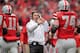 COLUMBUS, OH - NOVEMBER 24: Head Coach Urban Meyer of the Ohio State Buckeyes gives his team instructions during a game against the Michigan Wolverines at Ohio Stadium on November 24, 2012 in Columbus, Ohio. (Photo by Jamie Sabau/Getty Images)