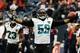 HOUSTON, TX - NOVEMBER 24: Ryan Davis #59 of the Jacksonville Jaguars celebrates after intercepting a pass late in the fourth quarter of the game against the Houston Texans at Reliant Stadium on November 24, 2013 in Houston, Texas. (Photo by Scott Halle