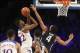 Nov 29, 2013; Paradise Island, BAHAMAS; Kansas Jayhawks guard Andrew Wiggins (22) shoots over Villanova Wildcats guard Darrun Hilliard (4) during the game at the 2013 Battle 4 Atlantis in the Imperial Arena at the Atlantis Resort. Mandatory Credit: Kevin