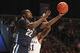 Nov 29, 2013; Paradise Island, BAHAMAS; Villanova Wildcats forward JayVaughn Pinkston (22) shoots during the first half against the Kansas Jayhawks at the 2013 Battle 4 Atlantis in the Imperial Arena at the Atlantis Resort. Mandatory Credit: Kevin Jairaj-