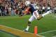 Nov 30, 2013; Auburn, AL, USA; Auburn Tigers quarterback Nick Marshall (14) is just out of bounds at the goal line in the second quarter against the Alabama Crimson Tide at Jordan Hare Stadium. Mandatory Credit: Shanna Lockwood-USA TODAY Sports