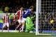 LIVERPOOL, ENGLAND - NOVEMBER 30: Gerard Deulofeu of Everton scores the opening past goalkeeper Asmir Begovic of Stoke during the Barclays Premier league match between Everton and Stoke City at Goodison Park on November 30, 2013 in Liverpool, England. (