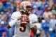GAINESVILLE, FL - NOVEMBER 30: Jameis Winston #5 of the Florida State Seminoles attempts a pass during the game against the Florida Gators on November 30, 2013 in Gainesville, Florida. (Photo by Sam Greenwood/Getty Images)