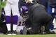SEATTLE, WA - NOVEMBER 4: Percy Harvin #12 of the Minnesota Vikings is tended to on the field during a game against the Seattle Seahawks at CenturyLink Field on November 4, 2012 in Seattle, Washington. The Seahawks 30-20. (Photo by Stephen Brashear/Getty