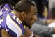 MINNEAPOLIS, MN - OCTOBER 25: Percy Harvin #12 of the Minnesota Vikings looks on during the third quarter of the game against the Tampa Bay Buccaneers on October 25, 2012 at Mall of America Field at the Hubert H. Humphrey Metrodome in Minneapolis, Minneso