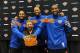 GREENBURGH, NY - DECEMBER 10: (L-R) Carmelo Anthony, Tyson Chandler, Amar'e Stoudemire of the New York Knicks and Executive Chairman of Madison Square Garden James Dolan during Chandler's introductory press conference on December 10, 2011 at The Knicks Tr