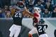PHILADELPHIA, PA - DECEMBER 1: Safety Nate Allen #29 of the Philadelphia Eagles intercepts a pass intended for wide receiver Michael Floyd #15 of the Arizona Cardinals as teammate Bradley Fletcher #24 helps out in the first quarter during a game at Lincol