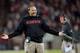 PALO ALTO, CA - NOVEMBER 30: Head Coach David Shaw of the Stanford Cardinal reacts to an official's personal foul call against his team for the Notre Dame Fighting Irish during the third quarter at Stanford Stadium on November 30, 2013 in Palo Alto, Cali