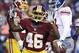 Dec 1, 2013; Landover, MD, USA; Washington Redskins running back Alfred Morris (46) celebrates after scoring a touchdown against the New York Giants in the first quarter at FedEx Field. Mandatory Credit: Geoff Burke-USA TODAY Sports