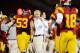 LOS ANGELES, CA - NOVEMBER 28: Pete Carroll (C) of the USC Trojans celebrates with Jeff Byers #53 after Damian Williams #18 wide receiver of the USC Trojans scored a 48-yard touchdown pass after UCLA Bruins called a time out with one minute remaining in
