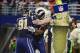 Nov 24, 2013; St. Louis, MO, USA; St. Louis Rams defensive end Robert Quinn (94) celebrates with defensive end Chris Long (91) after returning a fumble for a 31 yard touchdown during the second half against the Chicago Bears at the Edward Jones Dome. St.