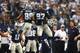 ARLINGTON, TX - NOVEMBER 28: Dez Bryant #88 of the Dallas Cowboys celebrates his touchdown with Jason Hatcher #97 in the third quarter against the Oakland Raiders at AT&T Stadium on November 28, 2013 in Arlington, Texas. (Photo by Ronald Martinez/Getty