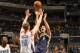 CHARLOTTE, NC - NOVEMBER 27: Luis Scola #4 of the Indiana Pacers shoots against Cody Zeller #40 of the Charlotte Bobcats during the game at the Time Warner Cable Arena on November 27, 2013 in Charlotte, North Carolina. NOTE TO USER: User expressly ackno