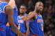 DENVER, CO - NOVEMBER 29: Raymond Felton #2 of the New York Knicks celebrates during the game against the Denver Nuggets on November 29, 2013 at the Pepsi Center in Denver, Colorado. NOTE TO USER: User expressly acknowledges and agrees that, by downloadin