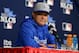 ST LOUIS, MO - OCTOBER 18: Manager Don Mattingly #8 of the Los Angeles Dodgers answers questions before Game Six of the National League Championship Series against the St. Louis Cardinals at Busch Stadium on October 18, 2013 in St Louis, Missouri. (Phot