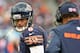 CHICAGO, IL - OCTOBER 06: Jay Cutler #6 of the Chicago Bears looks back at head coach Marc Trestman during a game against the New Orleans Saints at Soldier Field on October 6, 2013 in Chicago, Illinois. The Saints defeated the Bears 26-18. (Photo by Jonat