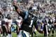 Dec 1, 2013; Charlotte, NC, USA; Carolina Panthers quarterback Cam Newton (1) celebrates after a touchdown during the game against the Tampa Bay Buccaneers at Bank of America Stadium. Mandatory Credit: Sam Sharpe-USA TODAY Sports