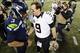 Dec 2, 2013; Seattle, WA, USA; Seattle Seahawks quarterback Russell Wilson (3) and New Orleans Saints quarterback Drew Brees (9) shake hands after the game at CenturyLink Field. Seattle defeated New Orleans 34-7. Mandatory Credit: Steven Bisig-USA TODAY S
