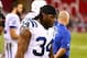 Nov 24, 2013; Phoenix, AZ, USA; Indianapolis Colts running back Trent Richardson (34) against the Arizona Cardinals at University of Phoenix Stadium. The Cardinals defeated the Colts 40-11. Mandatory Credit: Mark J. Rebilas-USA TODAY Sports