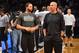 BROOKLYN, NY - OCTOBER 20: Deron Williams #8 and Jason Kidd of the Brooklyn Nets talk during practice at The Barclays Center on October 20, 2013 in Brooklyn, New York. NOTE TO USER: User expressly acknowledges and agrees that, by downloading and or using