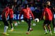 KANSAS CITY, KS - OCTOBER 09: Eddie Johnson, Josy Altidore, Graham Zusi and Tim Howard warm up during a training session for the US Men's National Soccer Team in advance of their game vs Jamaica at Sporting Park on October 9, 2013 in Kansas City, Kansas.