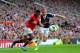 MANCHESTER, ENGLAND - OCTOBER 19: Nani of Manchester United is challenged by Luke Shaw of Southampton during the Barclays Premier League match between Manchester United and Southampton at Old Trafford on October 19, 2013 in Manchester, England. (Photo b