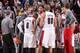 PORTLAND, OR - DECEMBER 2: Portland Trail Blazers head coach Terry Stotts talks to his teams against the Indiana Pacers on December 2, 2013 at the Moda Center Arena in Portland, Oregon. NOTE TO USER: User expressly acknowledges and agrees that, by downlo
