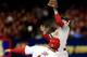 Jon Jay slides into second base during Game 4 of the World Series.