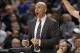 Nov 26, 2013; Toronto, Ontario, CAN; Brooklyn Nets head coach Jason Kidd reacts from the sideline against the Toronto Raptors at Air Canada Centre. The Nets beat the Raptors 102-100. Mandatory Credit: Tom Szczerbowski-USA TODAY Sports
