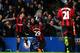 LONDON, ENGLAND - NOVEMBER 09: Stephane Sessegnon #29 (C) of West Brom after scoring his team's second goal during the Barclays Premier League match between Chelsea and West Bromwich Albion at Stamford Bridge on November 9, 2013 in London, England. (Pho