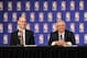 NEW YORK, NEW YORK - OCTOBER 23: Deputy NBA Commissioner Adam Silver and NBA Commissioner David Stern addresses the media after the Board of Governors meetings during a press conference on October 23, 2013 at the St. Regis Hotel in New York City. NOTE TO