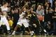 Dec 3, 2013; Iowa City, IA, USA; Iowa Hawkeyes guard Roy Devyn Marble (4) dribbles the ball around guard Demetrius Jackson (23) of the Notre Dame Fighting Irish at Carver-Hawkeye Arena. Mandatory Credit: Reese Strickland-USA TODAY Sports