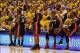 May 28, 2013; Indianapolis, IN, USA; From left to right gathering at the scorer's table are Miami Heat forward LeBron James (6), guard Mario Chalmers (15), guard Ray Allen (34), center Chris Bosh (1), and guard Dwayne Wade (3) while playing against the In