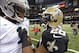 Dec 30, 2012; New Orleans, LA, USA; Carolina Panthers quarterback Cam Newton (1) greets New Orleans Saints running back Mark Ingram (28) midfield following the Panthers 44-38 victory at the Mercedes-Benz Superdome. John David Mercer-USA TODAY Sports