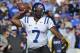 Nov 30, 2013; Chapel Hill, NC, USA; Duke Blue Devils quarterback Anthony Boone (7) looks to pass in the third quarter. The Duke Blue Devils defeated the North Carolina Tar Heels 27-25 at Kenan Memorial Stadium. Mandatory Credit: Bob Donnan-USA TODAY Spor