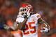 DENVER, CO - NOVEMBER 17: Jamaal Charles #25 of the Kansas City Chiefs carries the ball against the Denver Broncos at Sports Authority Field at Mile High on November 17, 2013 in Denver, Colorado. (Photo by Doug Pensinger/Getty Images)