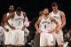 NEW YORK, NY - APRIL 22: (L-R) Joe Johnson #7, Deron Williams #8 and Brook Lopez #11 of the Brooklyn Nets wait for a refs call in the closing minutes of their loss to the Chicago Bulls during Game Two of the Eastern Conference Quarterfinals of the 2013 NB