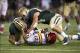Oct 19, 2013; Waco, TX, USA; Baylor Bears linebacker Eddie Lackey (5) and linebacker Bryce Hager (44) sack Iowa State Cyclones quarterback Sam B. Richardson (12) during the second half at Floyd Casey Stadium. The Bears defeated the Cyclones 71-7. Mandator