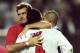 30 Jun 1998: Paul Ince of England is consoled by coach Glenn Hoddle after seeing his penalty saved during the shootout in the World Cup second round match against Argentina at the Stade Geoffroy Guichard in St Etienne, France. \ Mandatory Credit: Stu Fo
